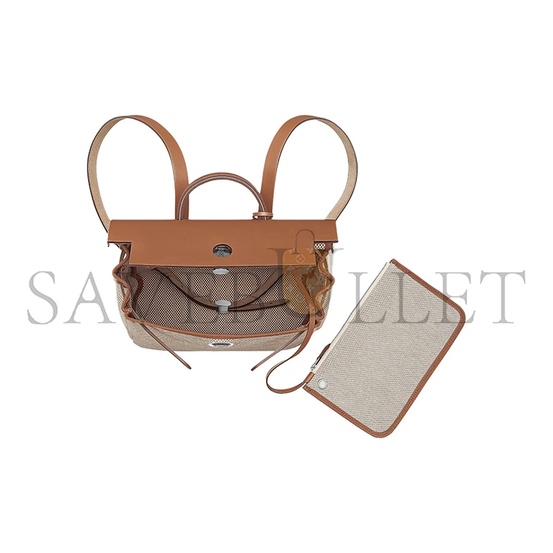 HERMÈS HERBAG A DOS ZIP BACKPACK CANVAS AND LEATHER H077782CKAB (38*29*11cm)